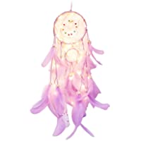 Wudi Hermoso Estilo Indio Chimes luz LED de Cadena Dreamcatcher con la Pluma